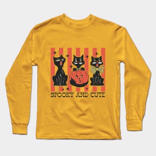 Retro Halloween Spooky & Cute Black Cats Long Sleeve T-Shirt